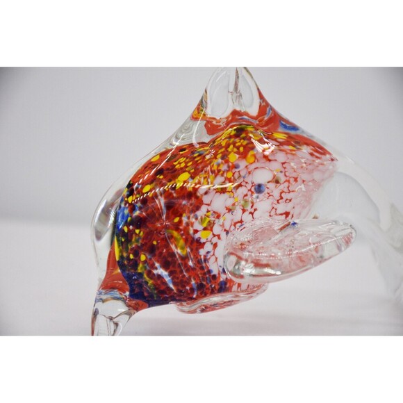 Colorful Orange, Blue, Yellow White and‎ clear Glass Dolphin - Picture 7 of 7